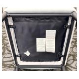 Gray Velvet Dining Chair - Channel Back, Vertical Seams & Black Metal Legs