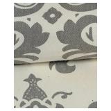 Damask-Pattern Upholstered Armchair & Matching Ottoman Set - Gray on Ivory