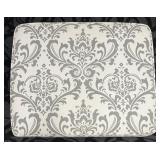Damask-Pattern Upholstered Armchair & Matching Ottoman Set - Gray on Ivory