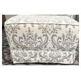 Damask-Pattern Upholstered Armchair & Matching Ottoman Set - Gray on Ivory