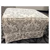 Damask-Pattern Upholstered Armchair & Matching Ottoman Set - Gray on Ivory