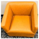 Zup Modern Contemporary INC Orange Leather Armchair with Accent Pillow