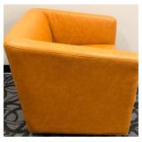 Zup Modern Contemporary INC Orange Leather Armchair with Accent Pillow