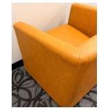 Zup Modern Contemporary INC Orange Leather Armchair with Accent Pillow