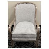 Sam Moore Armchair - Houndstooth Upholstery & Taupe Frame & Nailhead Trim
