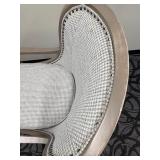 Sam Moore Armchair - Houndstooth Upholstery & Taupe Frame & Nailhead Trim