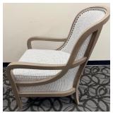Sam Moore Armchair - Houndstooth Upholstery & Taupe Frame & Nailhead Trim