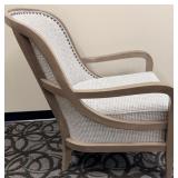 Sam Moore Armchair - Houndstooth Upholstery & Taupe Frame & Nailhead Trim