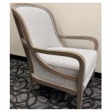 Sam Moore Armchair - Houndstooth Upholstery & Taupe Frame & Nailhead Trim