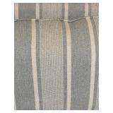Armchair Gray Stripe Upholstery Cushioned Seat Tall Back with Rolled Arms