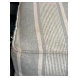 Armchair Gray Stripe Upholstery Cushioned Seat Tall Back with Rolled Arms