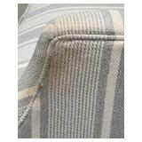 Armchair Gray Stripe Upholstery Cushioned Seat Tall Back with Rolled Arms