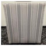 Armchair Gray Stripe Upholstery Cushioned Seat Tall Back with Rolled Arms