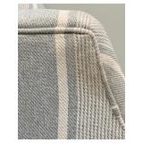 Armchair Gray Stripe Upholstery Cushioned Seat Tall Back with Rolled Arms