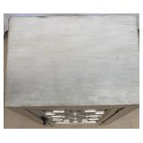 Metallic Accent Cabinet & Geometric Front Fretwork - Silver Finish