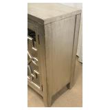 Metallic Accent Cabinet & Geometric Front Fretwork - Silver Finish