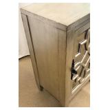 Metallic Accent Cabinet & Geometric Front Fretwork - Silver Finish