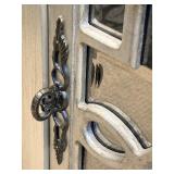 Metallic Accent Cabinet & Geometric Front Fretwork - Silver Finish