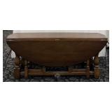 Drop-Leaf Dining Table - Oval Top - Solid Wood with Turned Legs