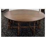 Drop-Leaf Dining Table - Oval Top - Solid Wood with Turned Legs