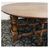 Drop-Leaf Dining Table - Oval Top - Solid Wood with Turned Legs