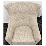 Jessica Charles Accent Armchair - Beige Damask Upholstery with Pillow and Armrest Covers(Matches lot 51)