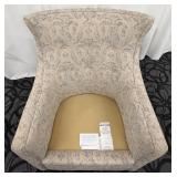 Jessica Charles Accent Armchair - Beige Damask Upholstery with Pillow and Armrest Covers(Matches lot 51)