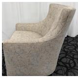 Jessica Charles Accent Armchair - Beige Damask Upholstery with Pillow and Armrest Covers(Matches lot 51)