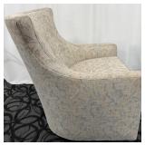 Jessica Charles Accent Armchair - Beige Damask Upholstery with Pillow and Armrest Covers(Matches lot 51)