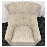 Jessica Charles Accent Armchair - Beige Damask Upholstery with Pillow and Armrest Covers(Matches Lot 50)