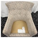 Jessica Charles Accent Armchair - Beige Damask Upholstery with Pillow and Armrest Covers(Matches Lot 50)