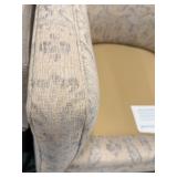 Jessica Charles Accent Armchair - Beige Damask Upholstery with Pillow and Armrest Covers(Matches Lot 50)