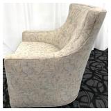 Jessica Charles Accent Armchair - Beige Damask Upholstery with Pillow and Armrest Covers(Matches Lot 50)