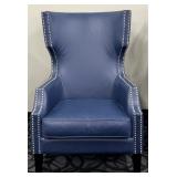 Madison Park Wingback Chair - Blue Faux Leather Nailhead Trim
