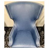Madison Park Wingback Chair - Blue Faux Leather Nailhead Trim