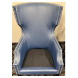 Madison Park Wingback Chair - Blue Faux Leather Nailhead Trim