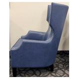 Madison Park Wingback Chair - Blue Faux Leather Nailhead Trim