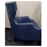 Madison Park Wingback Chair - Blue Faux Leather Nailhead Trim
