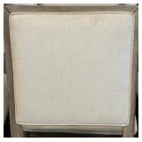 Dining Chairs - Set of 6 Upholstered, Wood Frame, Light Beige Fabric, Weathered Finish