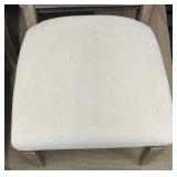 Dining Chairs - Set of 6 Upholstered, Wood Frame, Light Beige Fabric, Weathered Finish