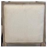 Dining Chairs - Set of 6 Upholstered, Wood Frame, Light Beige Fabric, Weathered Finish