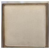 Dining Chairs - Set of 6 Upholstered, Wood Frame, Light Beige Fabric, Weathered Finish