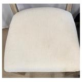 Dining Chairs - Set of 6 Upholstered, Wood Frame, Light Beige Fabric, Weathered Finish