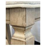 Dining Chairs - Set of 6 Upholstered, Wood Frame, Light Beige Fabric, Weathered Finish