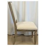 Dining Chairs - Set of 6 Upholstered, Wood Frame, Light Beige Fabric, Weathered Finish