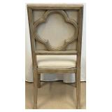 Dining Chairs - Set of 6 Upholstered, Wood Frame, Light Beige Fabric, Weathered Finish