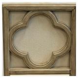 Dining Chairs - Set of 6 Upholstered, Wood Frame, Light Beige Fabric, Weathered Finish