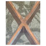 Antique-Style Carved Wood Base Dining Table with Glass Top