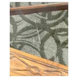 Antique-Style Carved Wood Base Dining Table with Glass Top