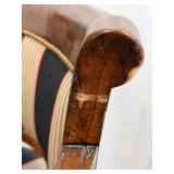 Bar Stools Set of 4 - Vintage Wood with Striped Upholstery